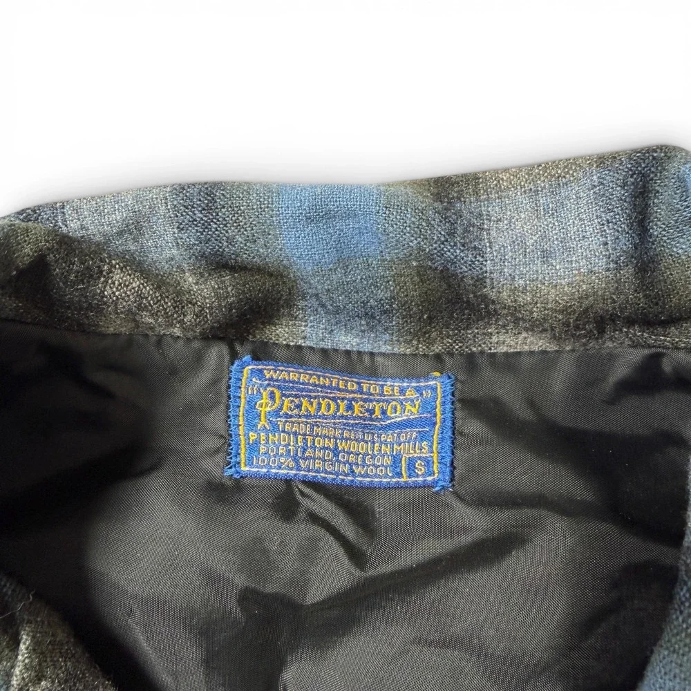 Vintage 60's  Pendleton Wool Blazer Chore Shirt Jacket Blue Men's Small
